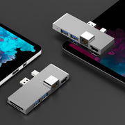W05 8 In 1 USB3.1 Gne1 Ethernet RJ45 Converter For Surface Pro4/5/6(Silver)