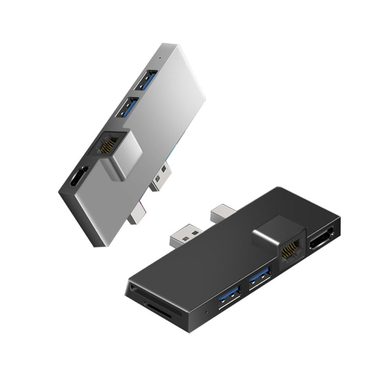 W05 8 In 1 USB3.1 Gne1 Ethernet RJ45 Converter For Surface Pro4/5/6(Silver)