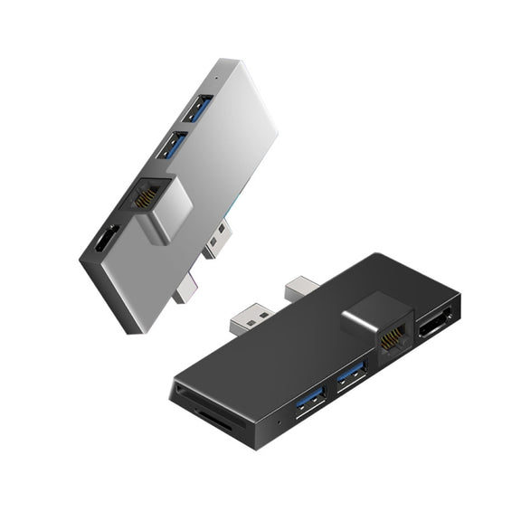 W05 8 In 1 USB3.1 Gne1 Ethernet RJ45 Converter For Surface Pro4/5/6(Silver)