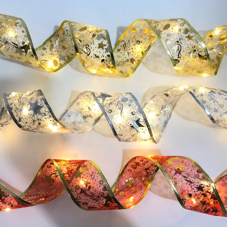 Christmas LED Lights Bronzing Double Ribbon String Lights, Specification: 1m(Gold Warm Light)