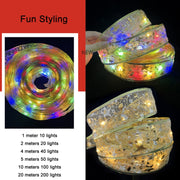 Christmas LED Lights Bronzing Double Ribbon String Lights, Specification: 1m(Gold Warm Light)