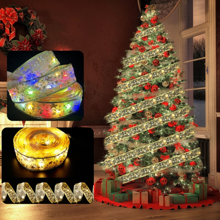 Christmas LED Lights Bronzing Double Ribbon String Lights, Specification: 4m(Silver Warm Light)