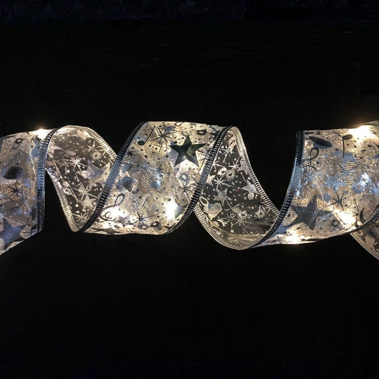 Christmas LED Lights Bronzing Double Ribbon String Lights, Specification: 10m(Silver Warm Light)