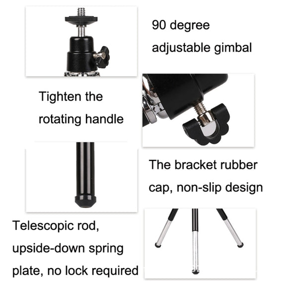 2PCS Projector Phone Stand Desktop Portable Telescopic Mini Metal Tripod, Style: 2 Sections (Silver)