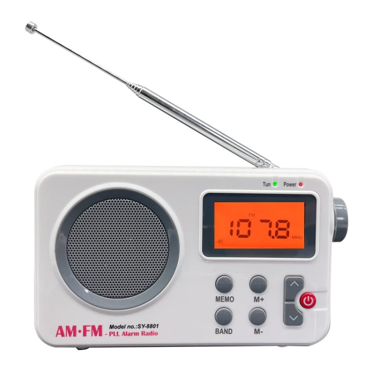SY-8801 Portable Retro Radio HD LCD Screen Weight Bass Short Wave Radio(White)