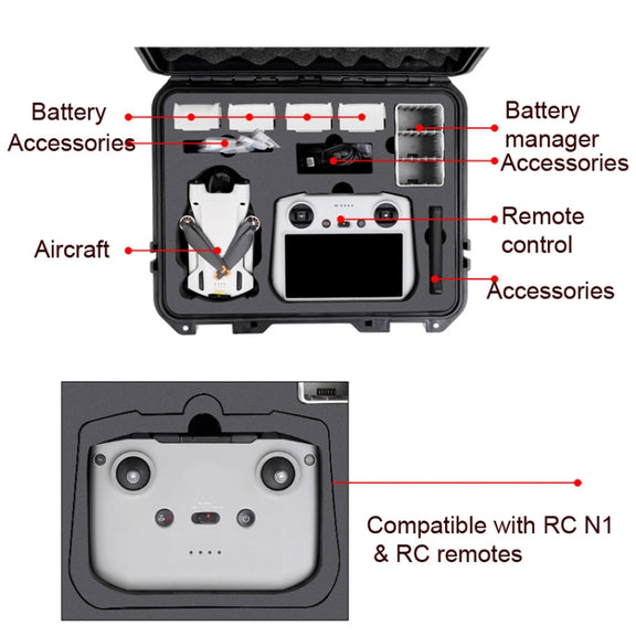 Water-resistant Storage Box Carrying Protective Box for DJI Mini 3 Pro(Black)