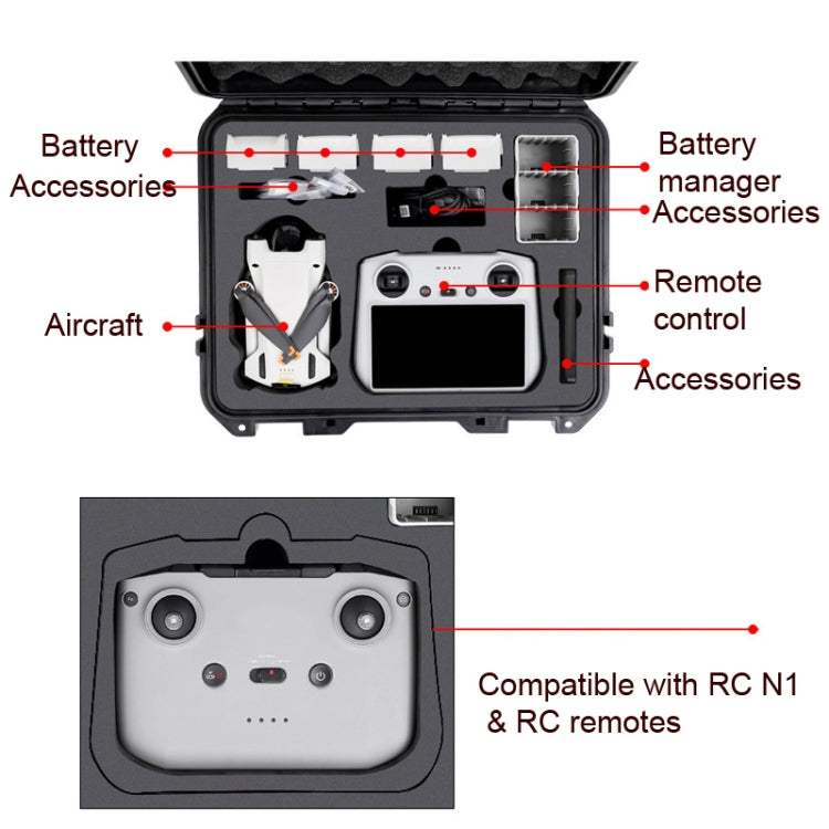 Water-resistant Storage Box Carrying Protective Box for DJI Mini 3 Pro(Black)