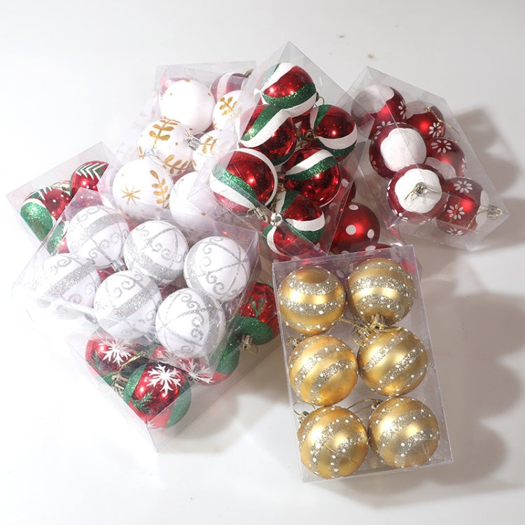 6pcs/pack 6cm Painted Christmas Ball Decoration Props(Red and White Spiral Stripes)