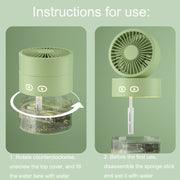 OM008 Desktop Foldable Spray Humidification Mini USB Water Cooling Fan(Mousse Green)