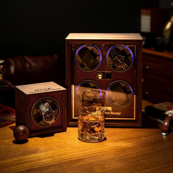 USB Automatic Mechanical Watch Shaker Watch Rotates Places Storage Box, Color: 4 Watches Red