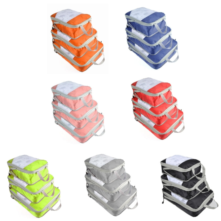 3 PCS/Set Travel Water-resistant Compression Clothes Storage Bag(Red With Net)