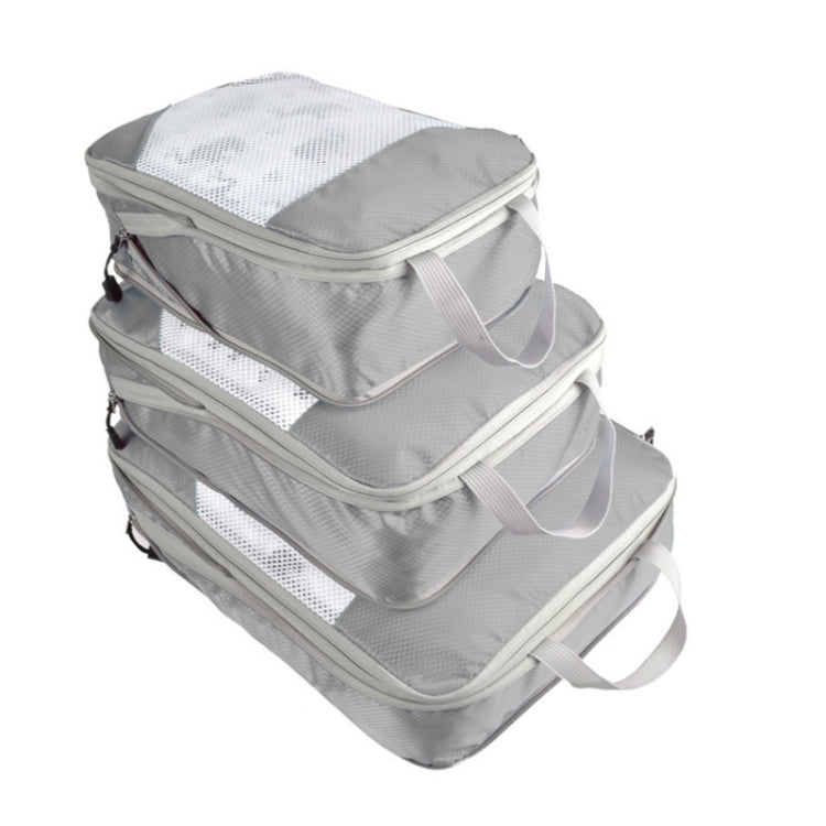 3 PCS/Set Travel Water-resistant Compression Clothes Storage Bag(Gray With Net)