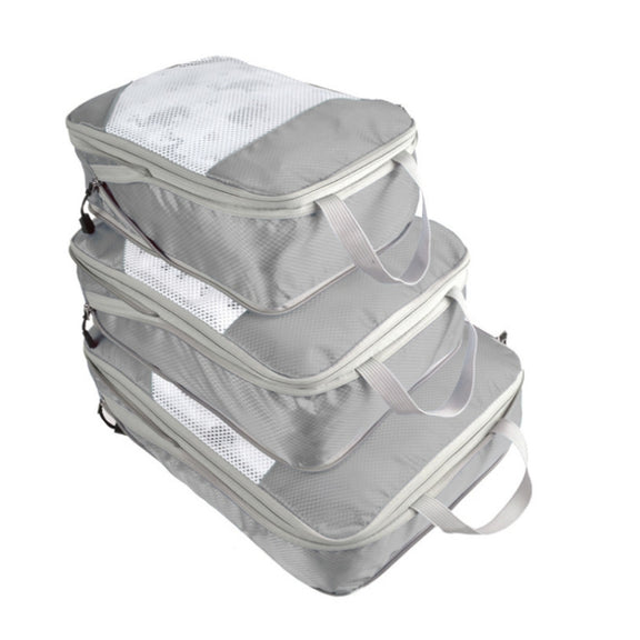 3 PCS/Set Travel Water-resistant Compression Clothes Storage Bag(Gray With Net)