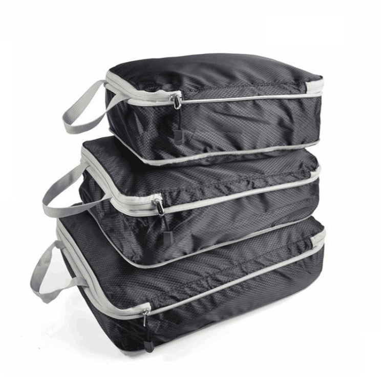 3 PCS/Set Travel Water-resistant Compression Clothes Storage Bag(Black Without Net)