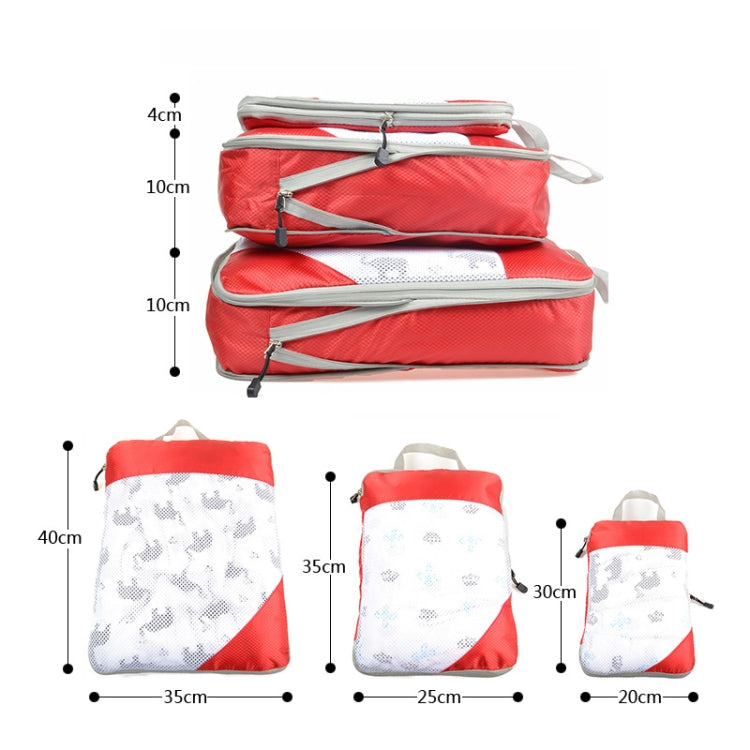 3 PCS/Set Travel Water-resistant Compression Clothes Storage Bag(Red With Net)