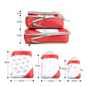 3 PCS/Set Travel Water-resistant Compression Clothes Storage Bag(Red With Net)