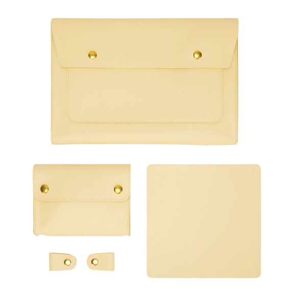 S178 3 In 1 Leather Water-resistant Laptop Liner Bag, Size: 13 inches(Light Yellow)