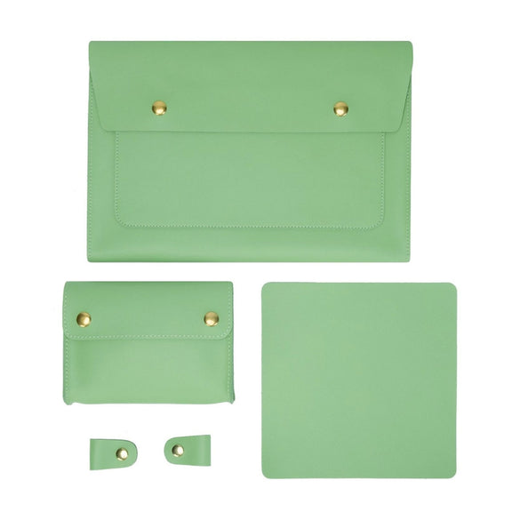 S178 3 In 1 Leather Water-resistant Laptop Liner Bag, Size: 13 inches(Avocado Green)
