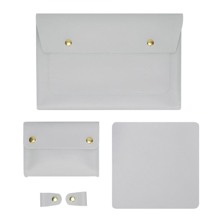 S178 3 In 1 Leather Water-resistant Laptop Liner Bag, Size: 14 inches(Light Grey)