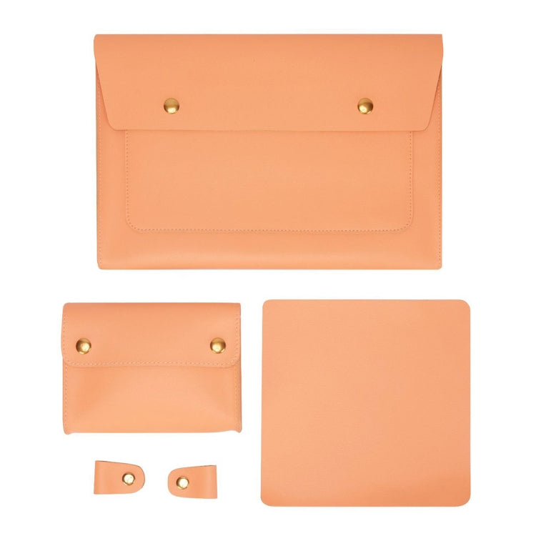 S178 3 In 1 Leather Water-resistant Laptop Liner Bag, Size: 14 inches(Honeydet Oranges)