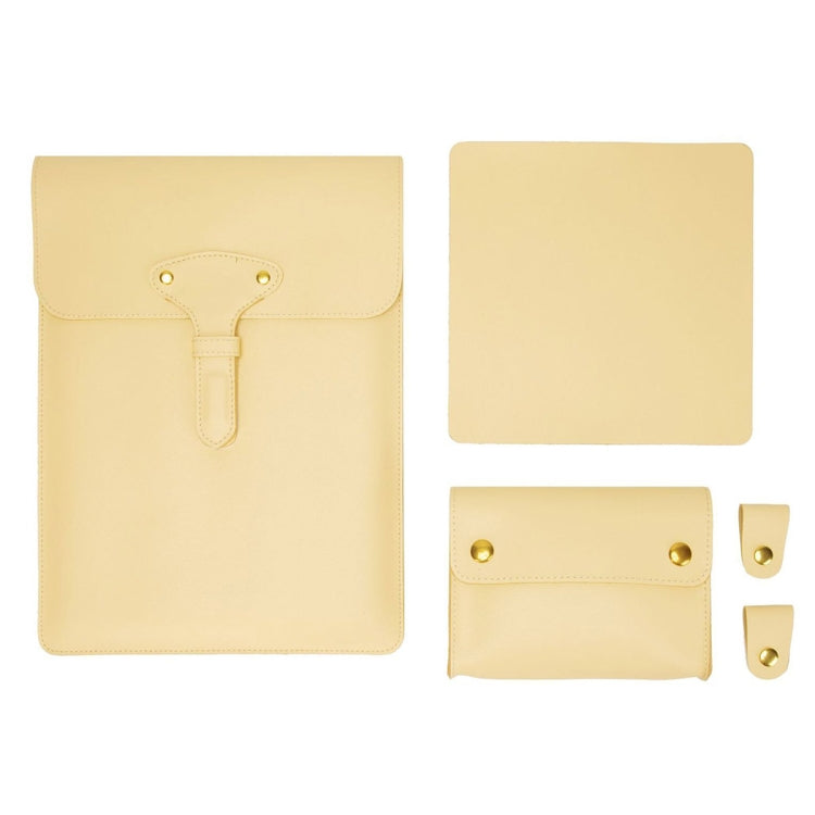 S177 3 In 1 Leather Water-resistant Laptop Liner Bags, Size: 13 inches(Light Yellow)