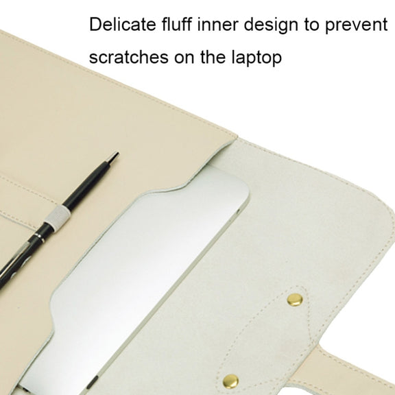 S177 3 In 1 Leather Water-resistant Laptop Liner Bags, Size: 13 inches(Light Yellow)