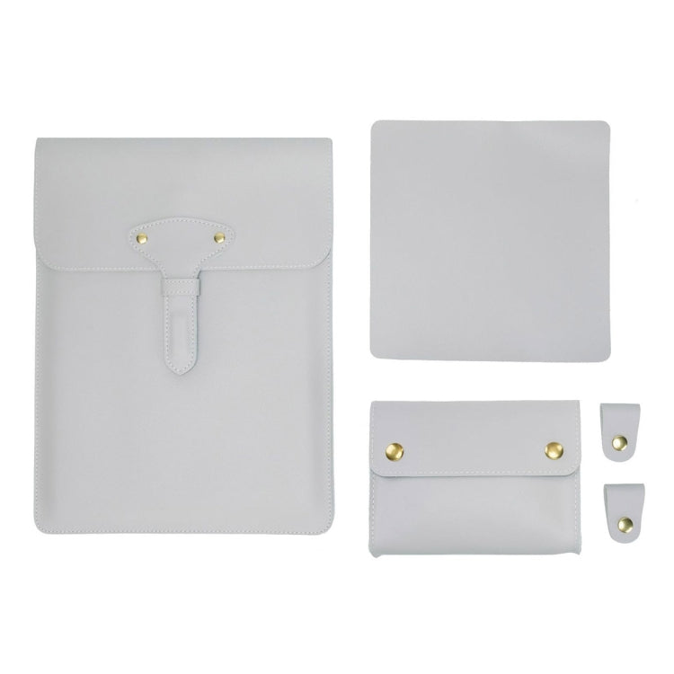 S177 3 In 1 Leather Water-resistant Laptop Liner Bags, Size: 14 inches(Light Grey)