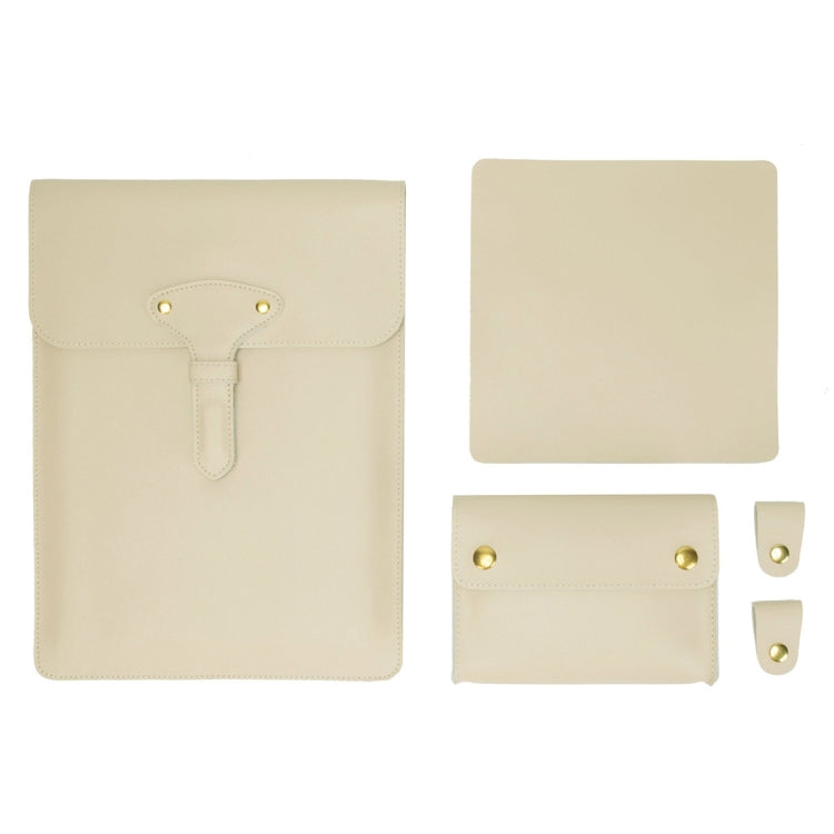 S177 3 In 1 Leather Water-resistant Laptop Liner Bags, Size: 14 inches(Apricot)