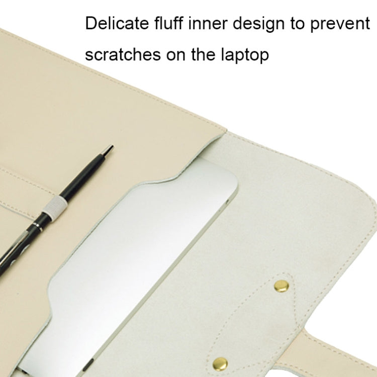 S177 3 In 1 Leather Water-resistant Laptop Liner Bags, Size: 14 inches(Light Grey)