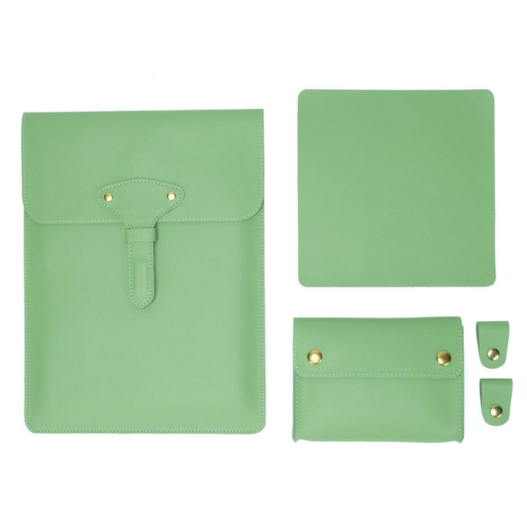 S177 3 In 1 Leather Water-resistant Laptop Liner Bags, Size: 15 inches(Avocado Green)