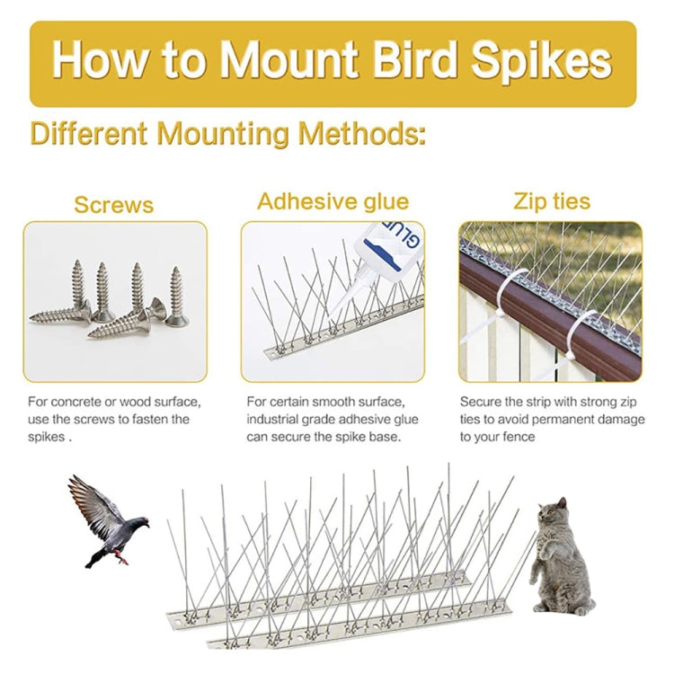 10 Sets 25cm Long Stainless Steel Bird Repellent Thorn Anti-cat Thorn Bird Device