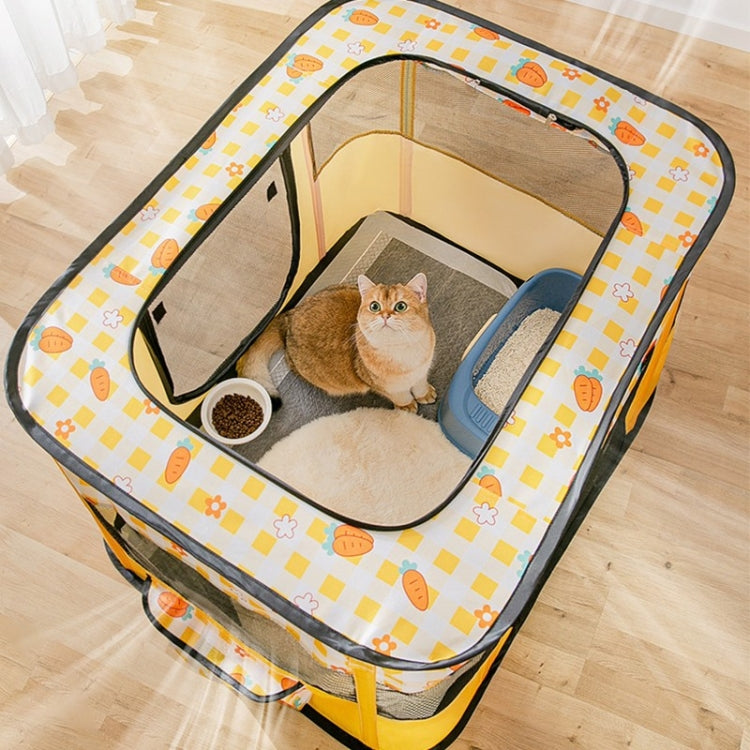 Rectangular Foldable Pet Fence Dog and Cat Litter Pet Delivery Room XL(Yellow Carrot)