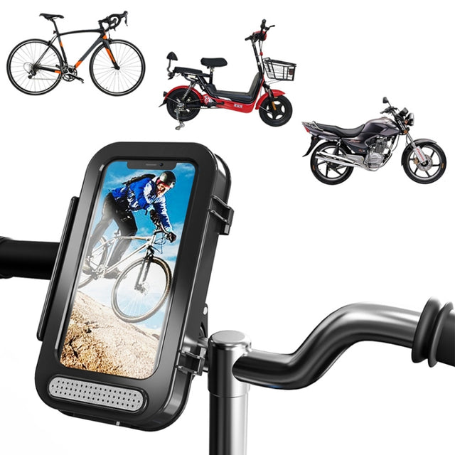 Bicycle Water-resistant Bag Motorcycle Transparent Flip Phone Holder(Black)
