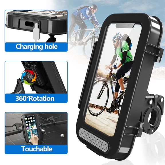 Bicycle Water-resistant Bag Motorcycle Transparent Flip Phone Holder(Black)