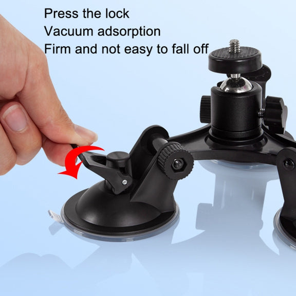 Car General Purpose Vehicle Bracket Suction Cup Fixed Glass Video Shooting Base, Shape: Suction Cup+PTZ+Phone Clip