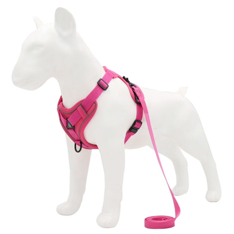 HT-864 Pet Traction Rope Reflective Breathable Dog Chest Strap Vest, Size: XL(Rose red)