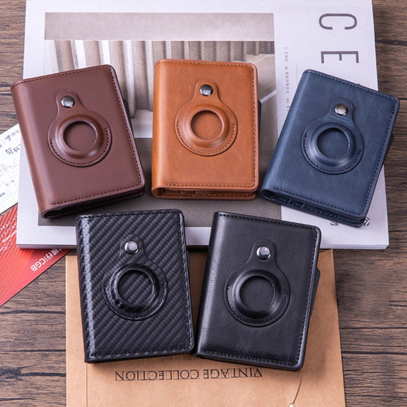 X-80 RFID Anti-theft Brushed Leather Card Holder For AirTag(Black)