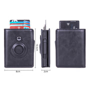 X-80 RFID Anti-theft Brushed Leather Card Holder For AirTag(Black)