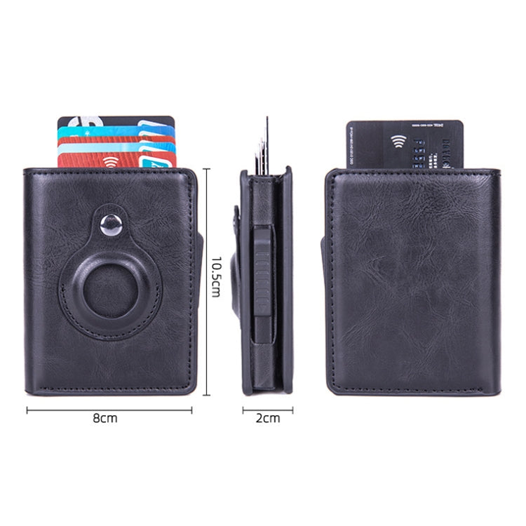 X-80 RFID Anti-theft Brushed Leather Card Holder For AirTag(Black)