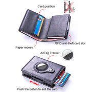 X-80 RFID Anti-theft Brushed Leather Card Holder For AirTag(Black)