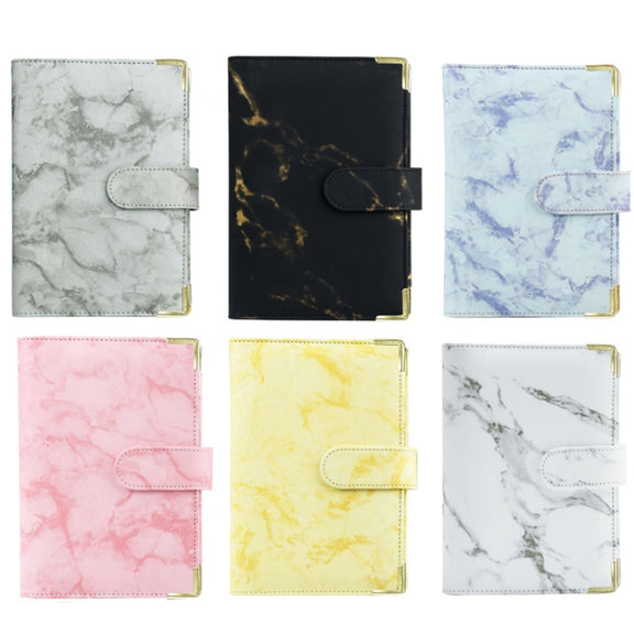 A6 Binder Budget Book Marbled Notebook PU Leather Binder(Gray)