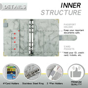 A6 Binder Budget Book Marbled Notebook PU Leather Binder(Gray)