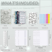 A6 Binder Budget Book Marbled Notebook PU Leather Binder(Gray)