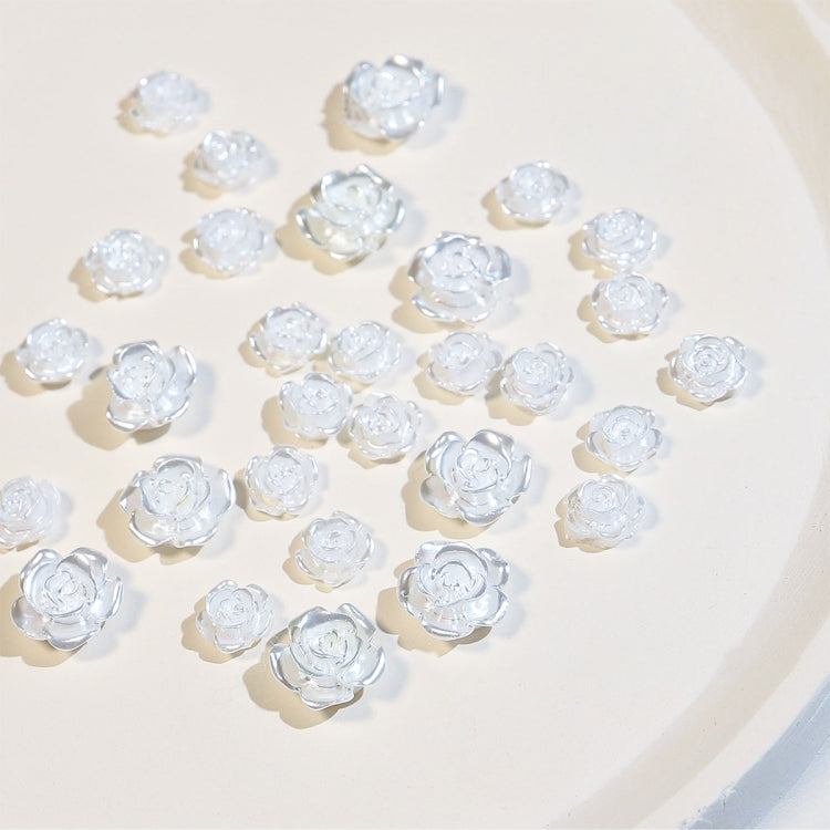 SP0473 30Pcs/Pack 3D Camellia Nail Art Decorative Rhinestones(Silver White)