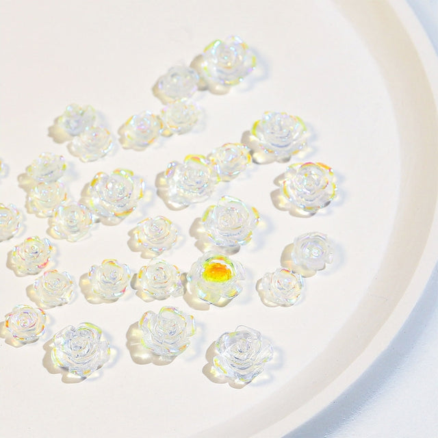 SP0473 30Pcs/Pack 3D Camellia Nail Art Decorative Rhinestones(Transparent)