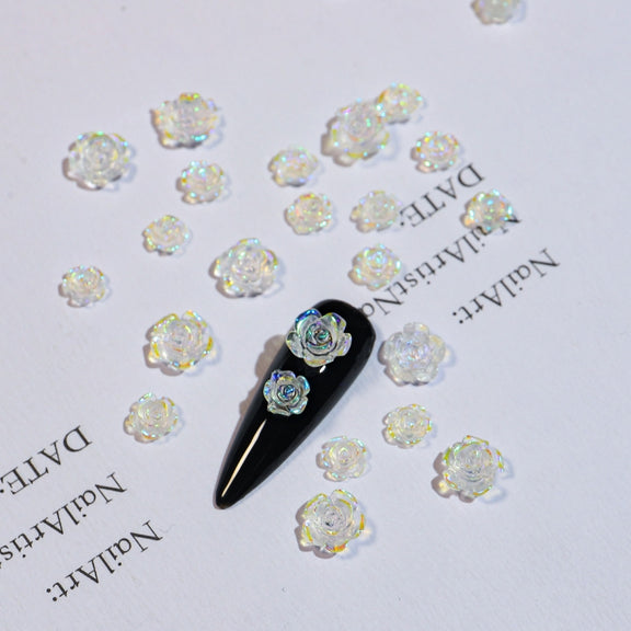SP0473 30Pcs/Pack 3D Camellia Nail Art Decorative Rhinestones(Light Change)