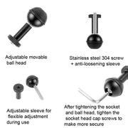 Ball Head Adapter Adjustable Screw Fixed Mount  Camera Underwater Diving Photography Lights Bracket(M5 Screw Black)