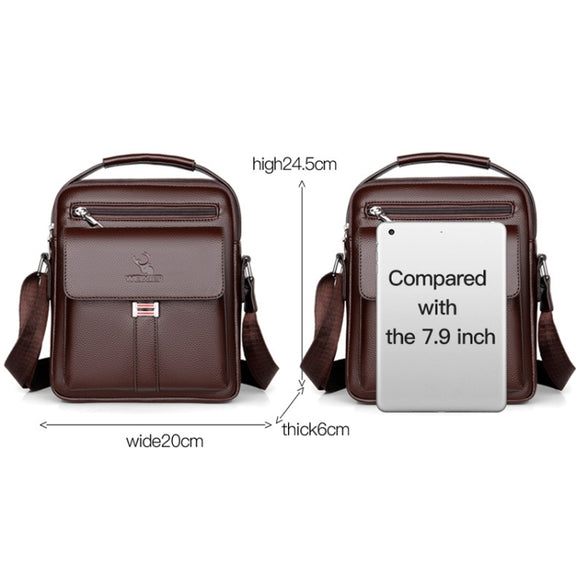 WEIXIER D244 Men Shoulder Bag Large Capacity Business Retro Messenger Bag(Black)
