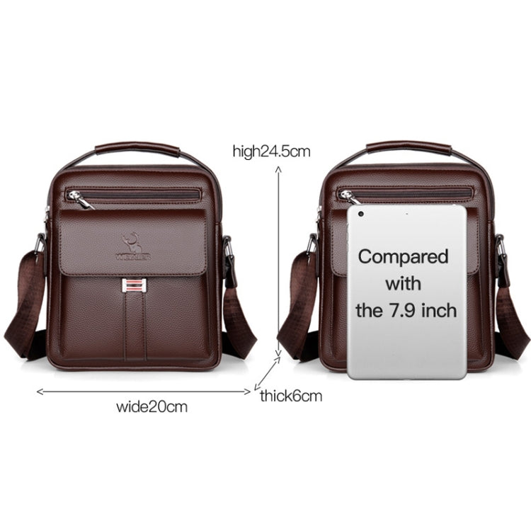 WEIXIER D244 Men Shoulder Bag Large Capacity Business Retro Messenger Bag(Black)