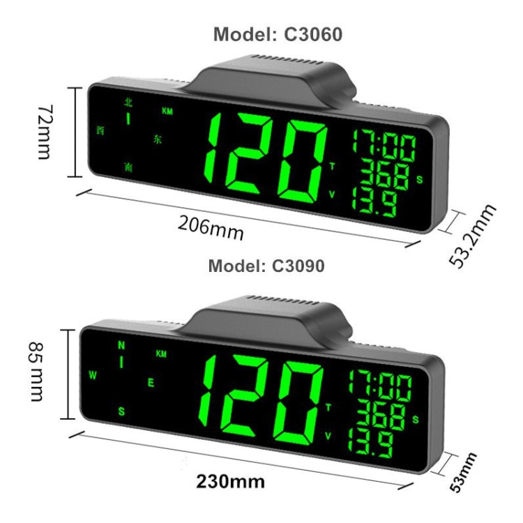 9.0 Inch Screen Car HUD Car Head-up Display Compass Multifunction GPS Speedometer